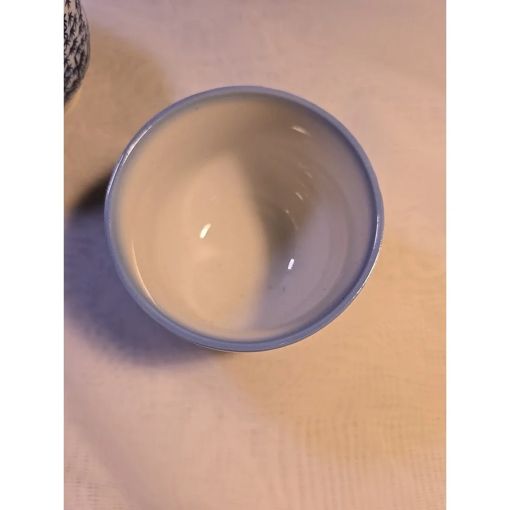 Vintage~ Japanese Yunomi Teacups. Set Of 2~Blue Sometsuke Bamboo Design ~MCM GUC